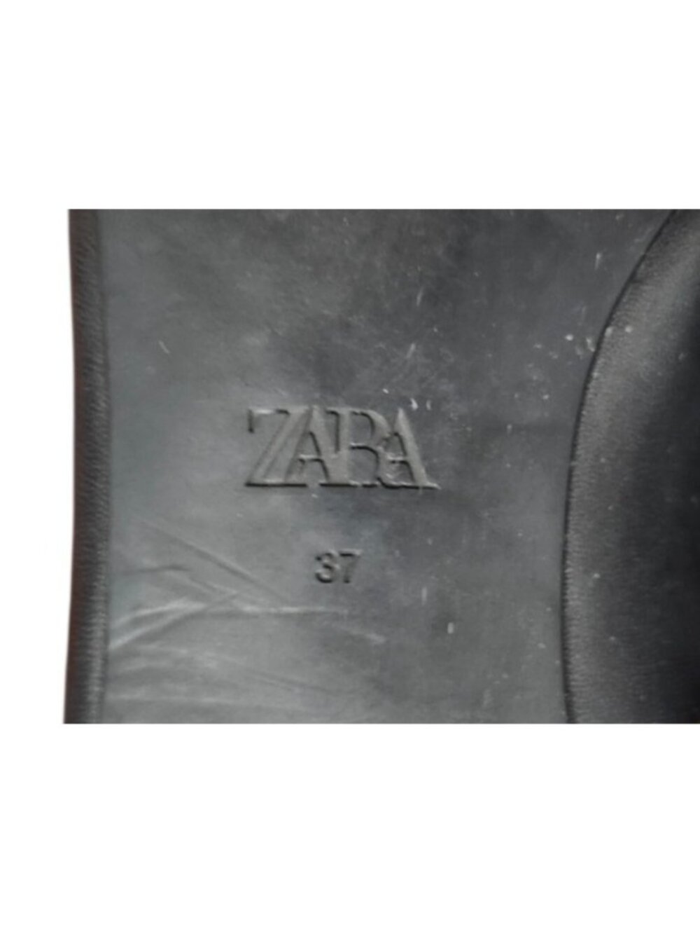 ZARA Black Leather Mary Jane Ballet Flats Women's EU 37 US 6.5 Buckle Square Toe - Picture 10 of 11